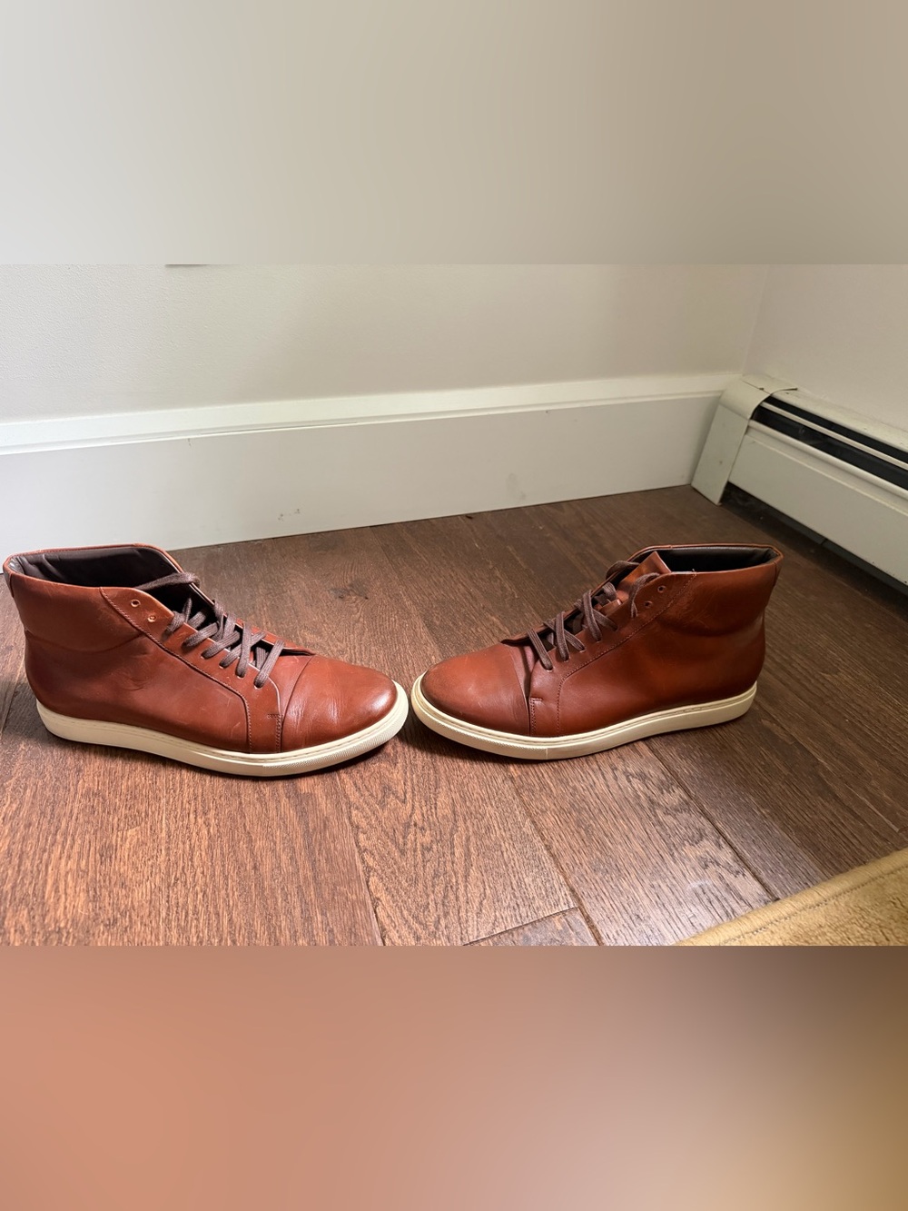WIDE Allen Edmonds Men's Casual High-Top Leather Sneakers in Brown 11D